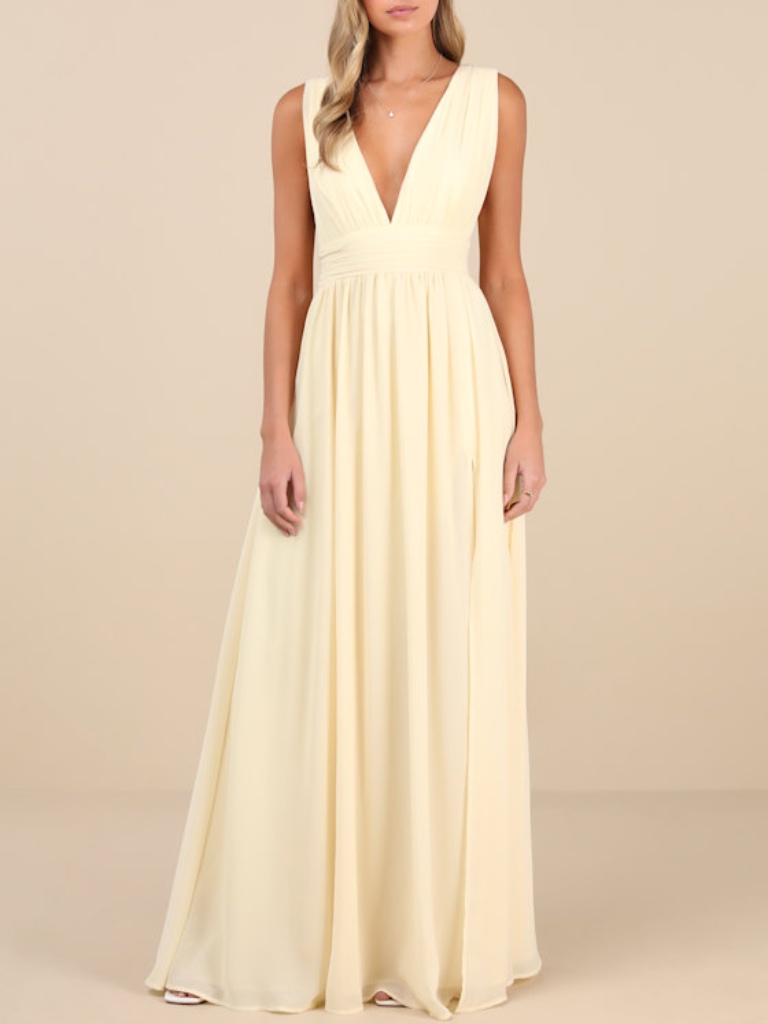 Lulus Heavenly Hues Pale Yellow Maxi Dress - Size Xl
